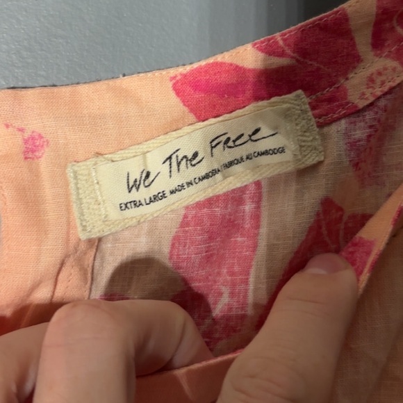 Free People Moon City Linen Blend Floral Top Size XL - Picture 4 of 5